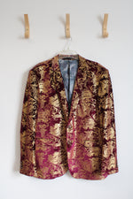 Maroon & Metallic Gold Patterned Blazer | 58