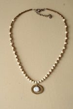Hammered Brass Freshwater Pearl Necklace