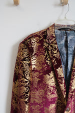 Maroon & Metallic Gold Patterned Blazer | 58
