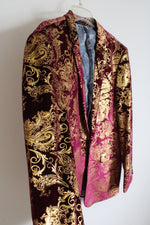 Maroon & Metallic Gold Patterned Blazer | 58