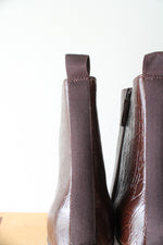 Cole Haan Grand Ambition York Brown Croc Embossed Leather Boots | Size 9.5