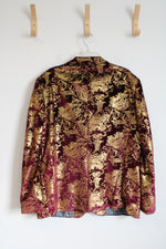Maroon & Metallic Gold Patterned Blazer | 58