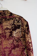 Maroon & Metallic Gold Patterned Blazer | 58