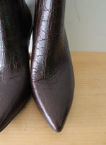Cole Haan Grand Ambition York Brown Croc Embossed Leather Boots | Size 9.5
