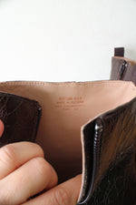 Cole Haan Grand Ambition York Brown Croc Embossed Leather Boots | Size 9.5