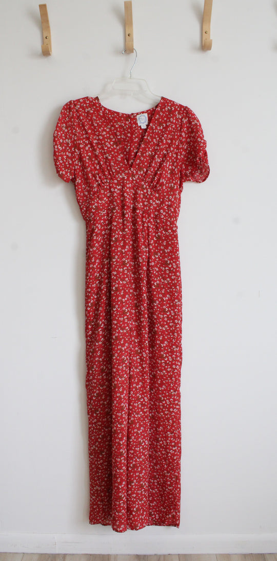 Blue Rain Orange & White Floral Jumpsuit | M