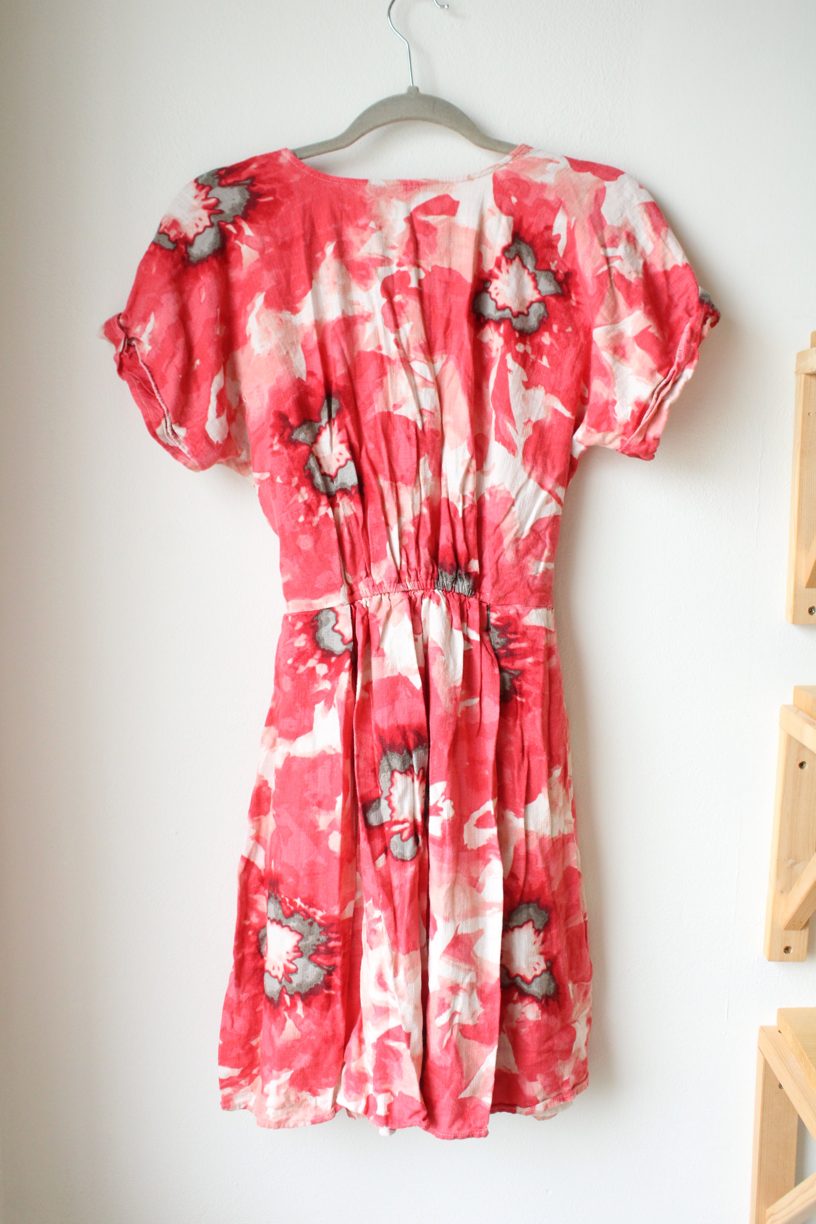 Simply Vera Wang Coral Pink Cream Belted Linen Blend Dress