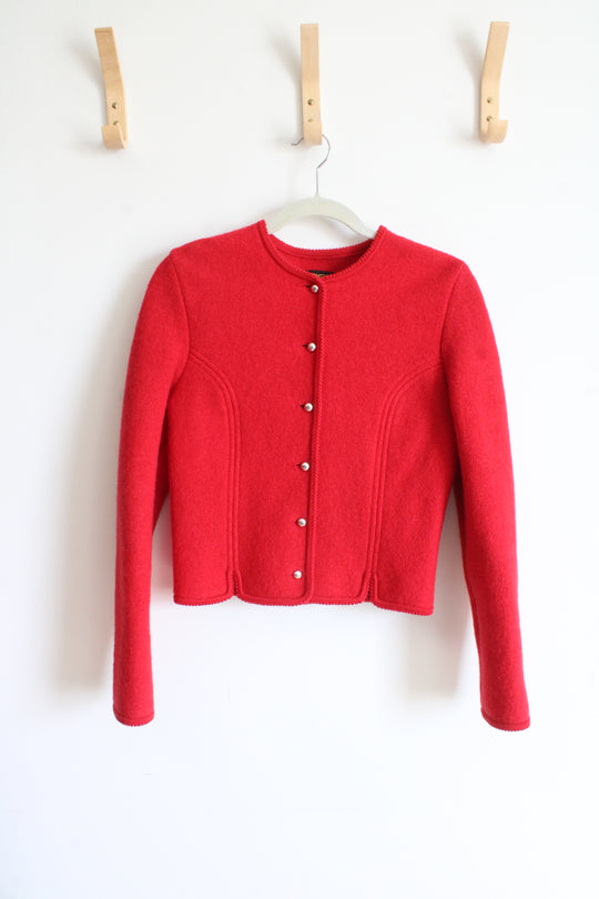 Geiger Red Wool Button Down Cardigan | 40