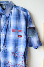 Bugle Boy Jean Company Blue Plaid Button Down Short Sleeved Shirt | M