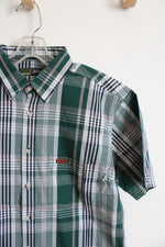 Jeep Green Blue Gray & White Plaid Button Down Shirt | L