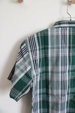 Jeep Green Blue Gray & White Plaid Button Down Shirt | L