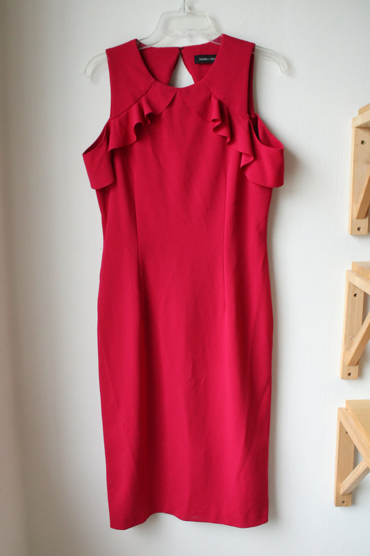 Ivanka Trump Cold Shoulder Red Fitted Dress | 8