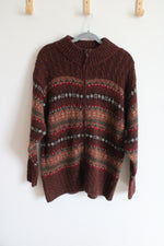 Croft & Barrow Vintage Brown Ski Style Zip Up Sweater | XL