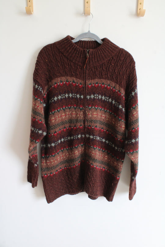 Croft & Barrow Vintage Brown Ski Style Zip Up Sweater | XL