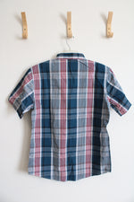 Jeep Red Blue White & Gray Plaid Button Down Shirt | L