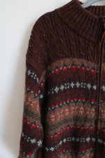 Croft & Barrow Vintage Brown Ski Style Zip Up Sweater | XL