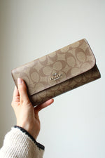 Coach Khaki Saddle Signature Large Wallet & Checkbook
