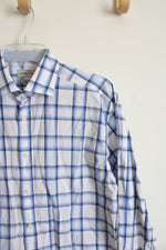 Jack Stone Blue White & Gray Plaid Button Down Shirt | M