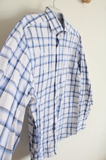 Jack Stone Blue White & Gray Plaid Button Down Shirt | M