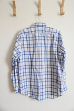 Jack Stone Blue White & Gray Plaid Button Down Shirt | M