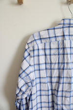Jack Stone Blue White & Gray Plaid Button Down Shirt | M