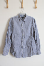 Structure Slim Fit Blue & White Plaid Button Down Shirt | L