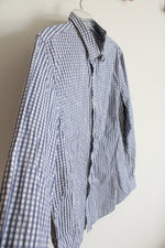 Structure Slim Fit Blue & White Plaid Button Down Shirt | L