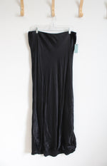 NEW Anthropologie Plus Black Satin Slip Skirt | 1X