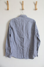 Structure Slim Fit Blue & White Plaid Button Down Shirt | L