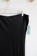NEW Anthropologie Plus Black Satin Slip Skirt | 1X