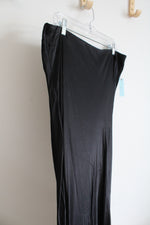 NEW Anthropologie Plus Black Satin Slip Skirt | 1X