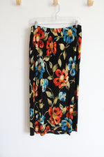 Alfred Dunner Black Floral Stretch Y2K Skirt | L Petite
