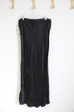NEW Anthropologie Plus Black Satin Slip Skirt | 1X