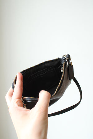 Coach Corner Zip Signature Canvas Brown/Black Wristlet – Jubilee