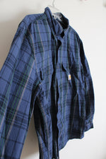 Carhartt Loose Fit Blue Black & Green Plaid Button Down Shirt | M