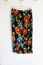 Alfred Dunner Black Floral Stretch Y2K Skirt | L Petite