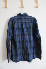 Carhartt Loose Fit Blue Black & Green Plaid Button Down Shirt | M