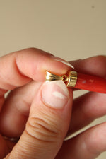 Red Coral Cornicello Italian Horn 18K Yellow Gold Pendant
