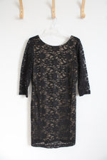 Ronni Nicole Black Sequined 3/4 Sleeve Dress | 10P
