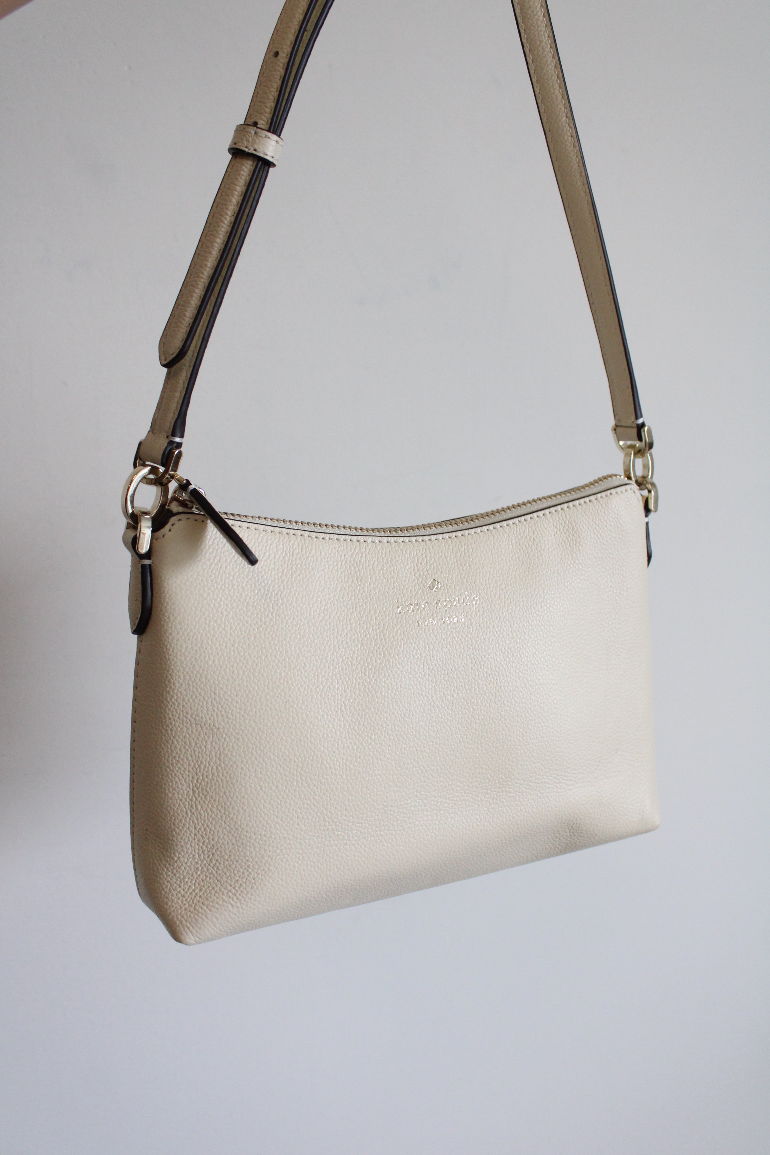 Kate Spade Bailey Pebble Leather Cream Crossbody Bag