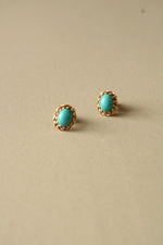 14K Yellow Gold Turquoise Stud Earrings