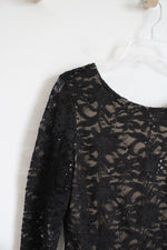 Ronni Nicole Black Sequined 3/4 Sleeve Dress | 10P