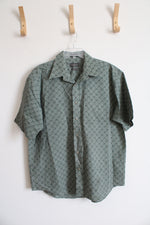 Van Heusen Green Square Patterned Button Down Shirt | L