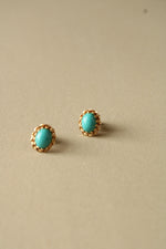 14K Yellow Gold Turquoise Stud Earrings