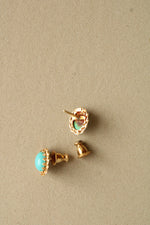14K Yellow Gold Turquoise Stud Earrings