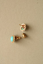 14K Yellow Gold Turquoise Stud Earrings
