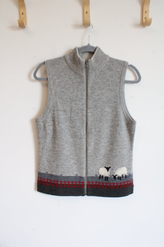 Woolrich Sheep Gray Lambswool Knit Zip Up Vest | S