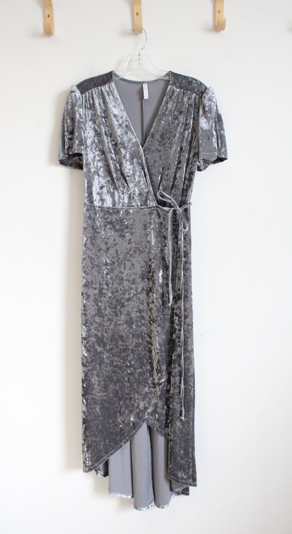 Xhilaration Gray Crushed Velvet Wrap Maxi Dress | S