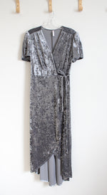Xhilaration Gray Crushed Velvet Wrap Maxi Dress | S