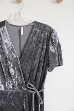 Xhilaration Gray Crushed Velvet Wrap Maxi Dress | S